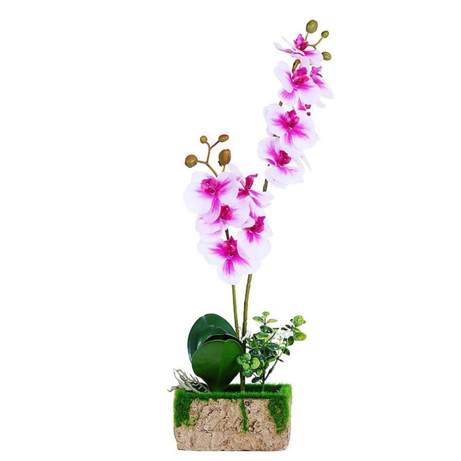 Artificial Turf Plants Wonderland | Artificial Flower Orchid Color - Square Pot- Pink & White, Artificial Flowers For Home Decor With Pot