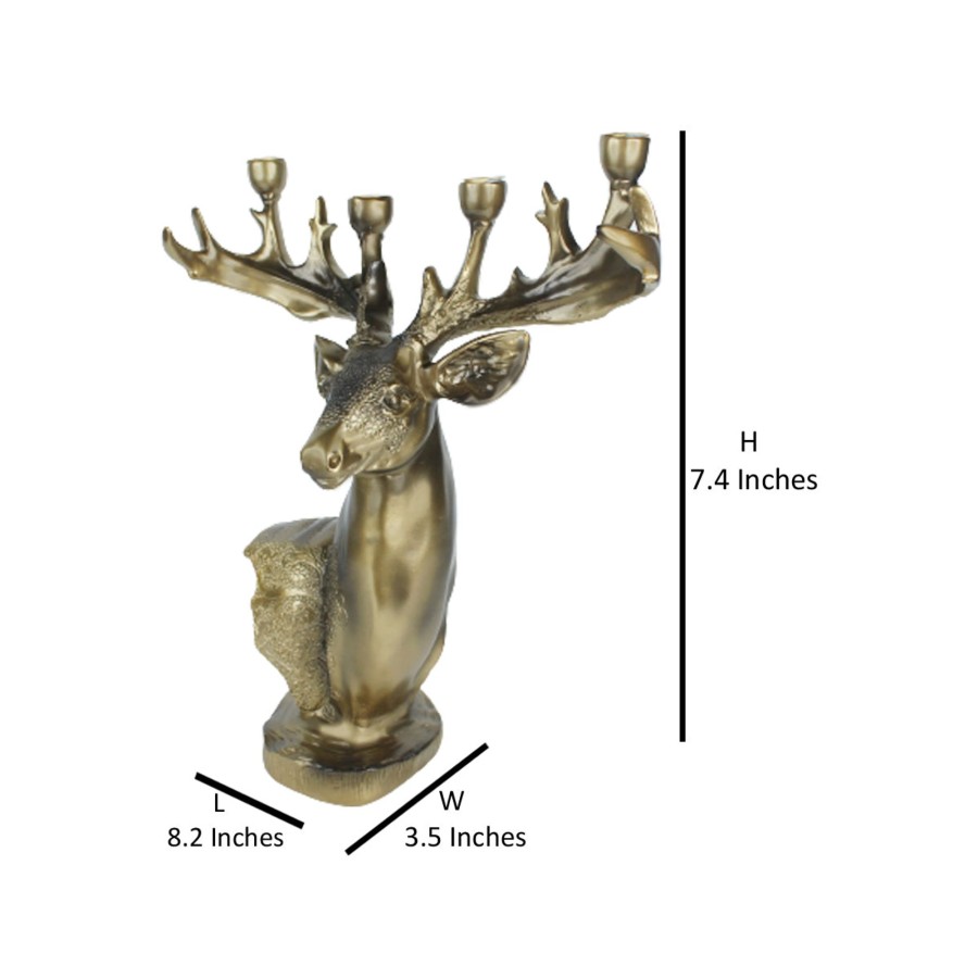 Home Decor Wonderland Animal And Bird Figurine | Stag Deer Candle Holder Showpiece Show Piece For Living Room Home Decoration