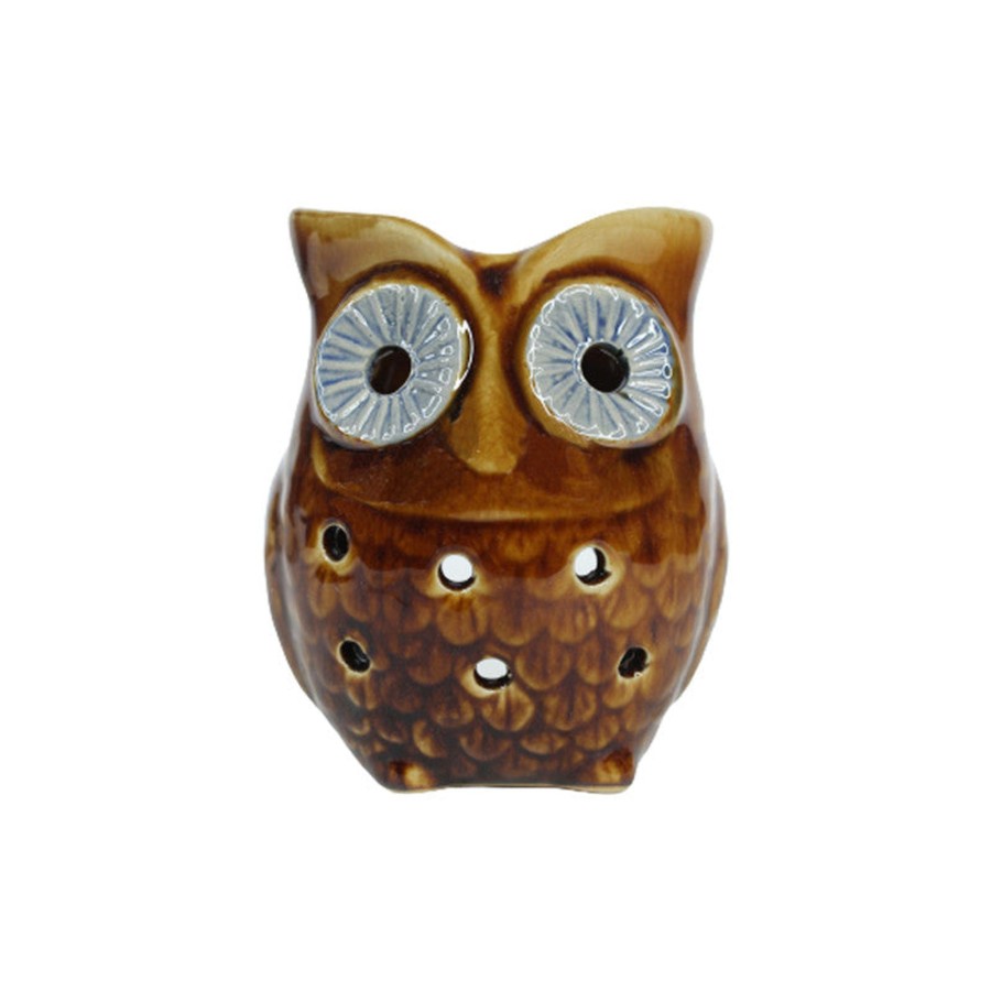 Home Decor Wonderland Animal And Bird Figurine | Tea Light Ceramic Owl-Brown, Home Decor, Office Decoration