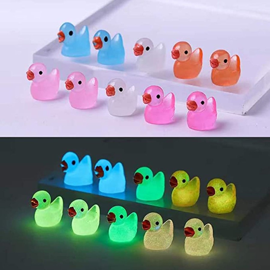 Miniature Fairy Garden Wonderland | Miniature Toys Glowing Mini Duck ( Set Of 10)