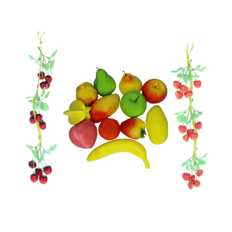 Artificial Turf Plants Wonderland | (Set Of 3) Cherry, Strawberry And Mix Fruits Artificial Fruit