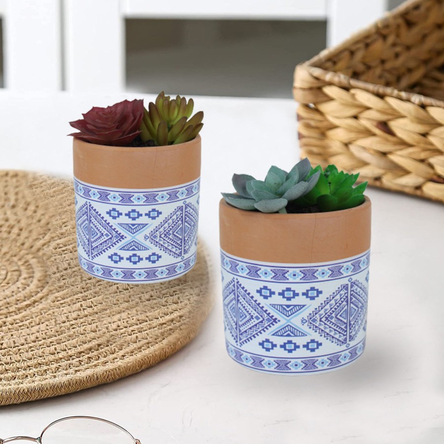 Garden Planters Wonderland | (Set Of 2) Imported Printed Ceramic Designer Terracotta Pot