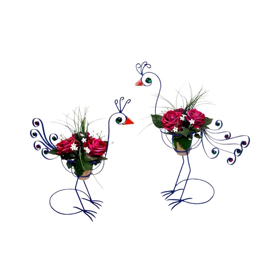 Garden Planters Wonderland | ( Set Of 2) Metal Peacock Planter For Home, Garden And Balcony Decoration