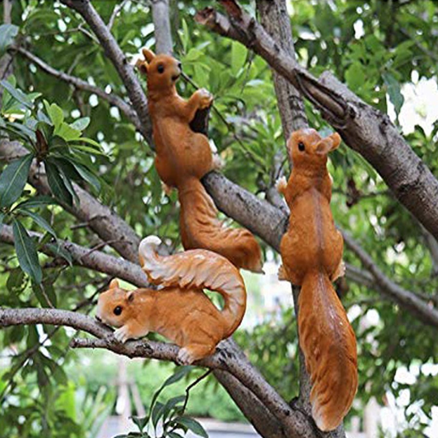 Garden Decor Wonderland Garden Statues | (Set Of 3) Tree Climbing Little Squirrel For Garden Decoration