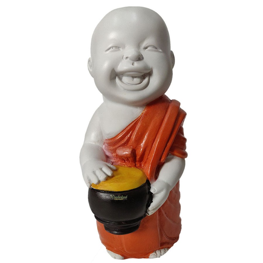 Garden Decor Wonderland Buddha And Monk Statue | Big Monk Statue For Home And Garden Decoration (Orange)