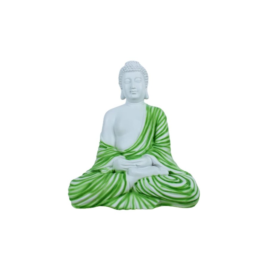 Garden Decor Wonderland Buddha And Monk Statue | 14 Inch Buddha Statue For Home And Garden Decoration (Green)