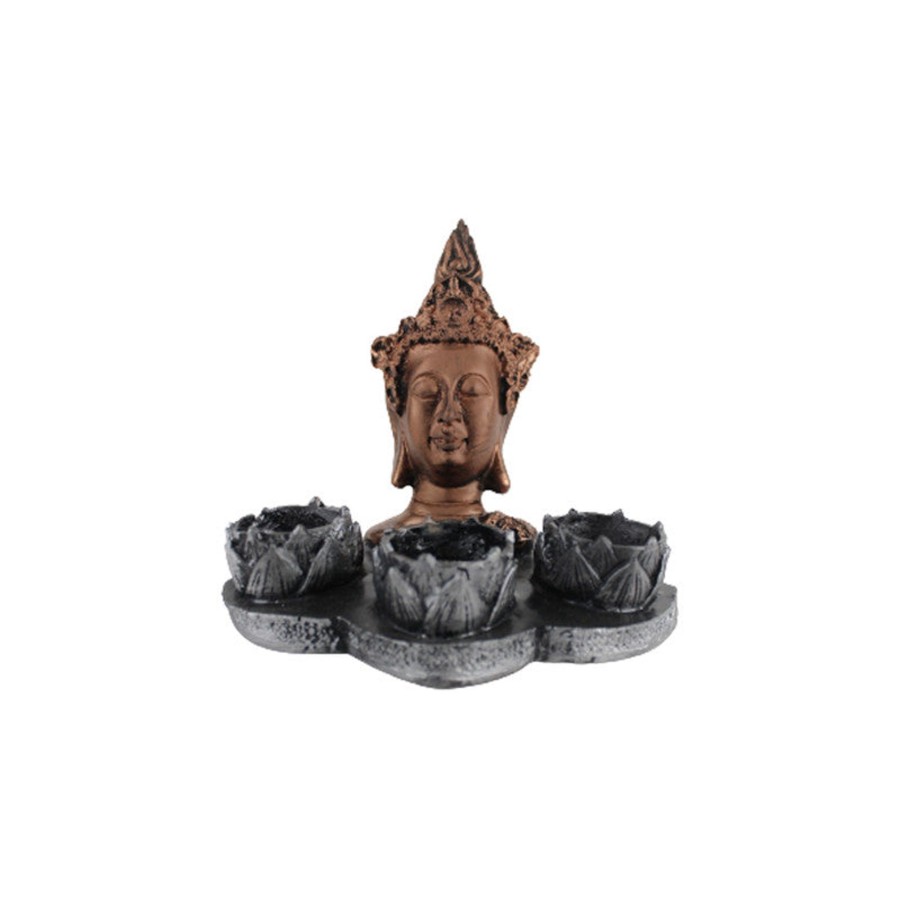 Home Decor Wonderland Table Top Decor | Wonderland Buddha Idol Statue Showpiece With (Grey)Candle Holder For Living Room Home Decor And