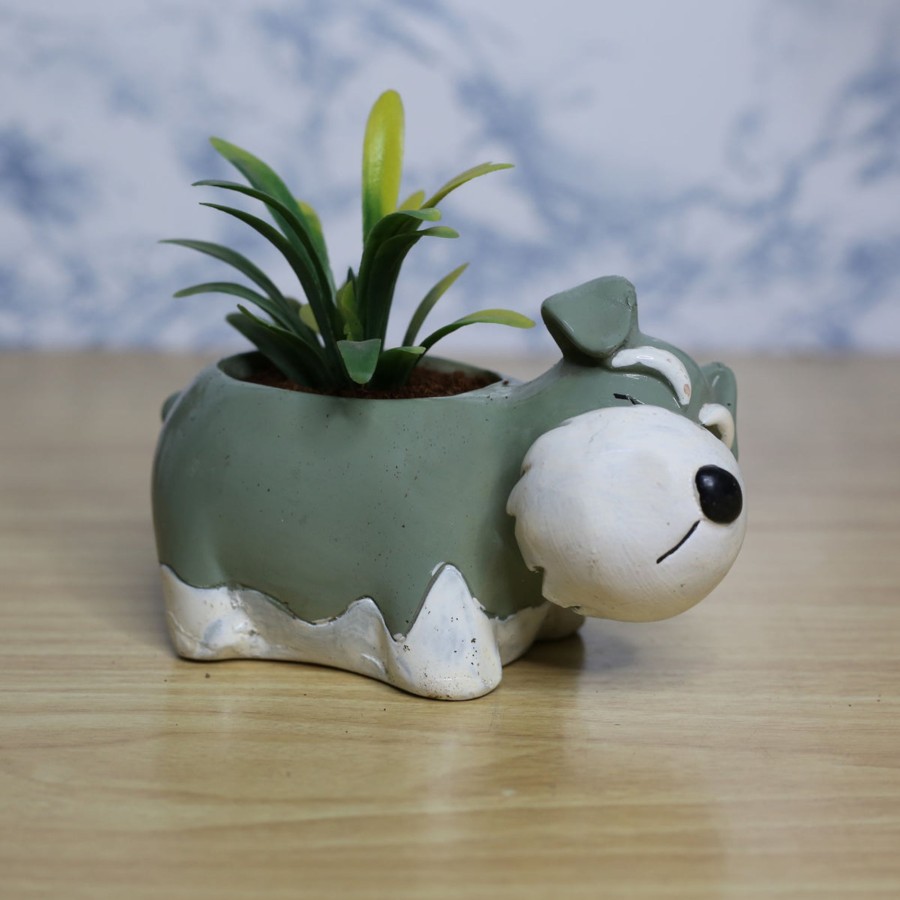 Garden Planters Wonderland | Dog Shape Succulent Pot For Home And Balcony Decoration (Light Grey)