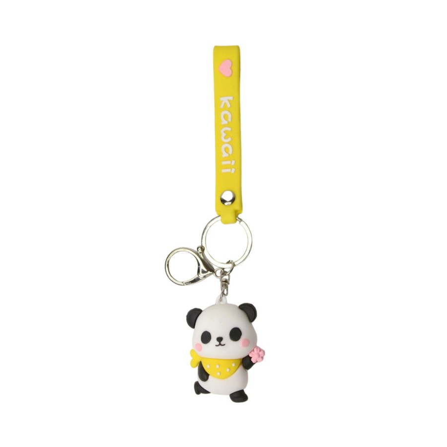 Gifts Wonderland | Wonderland Cute Panda Keychain In Yellow 2-In-1 Cartoon Style Keychain And Bag Charms Fun And Functional Accessories For Bags And Keys