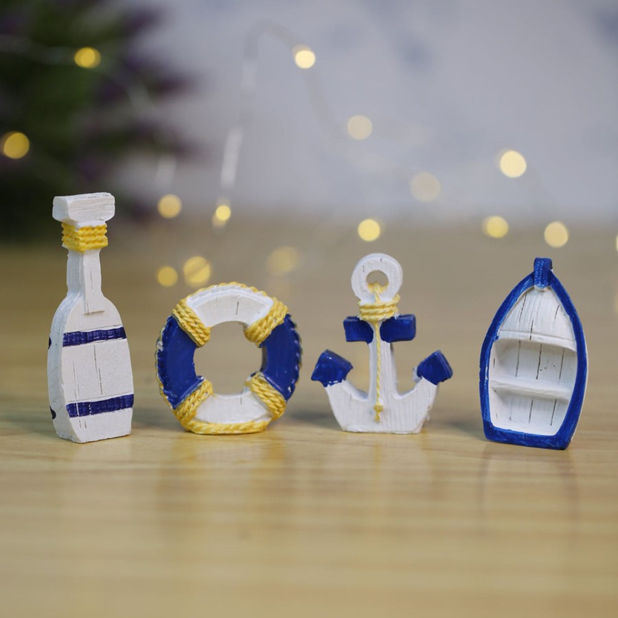 Miniature Fairy Garden Wonderland | Wonderland Miniature Navy Set (Set Of 4)|Garden Miniatures| Garden Tray Garden Figurine