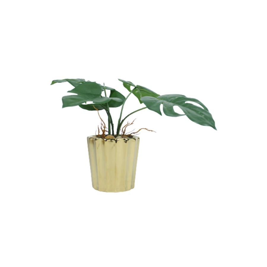 Artificial Turf Plants Wonderland | Golden Ceramic Pot Artificial Plants