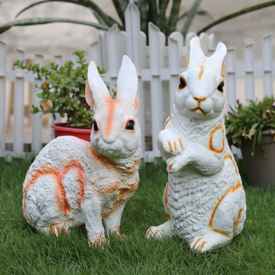 Garden Decor Wonderland Garden Statues | (Set Of 2) Sitting & Standing Bunny Rabbit For Garden Decoration