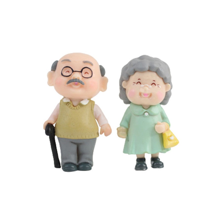 Miniature Fairy Garden Wonderland | Cute Old Grandparents( Miniature Toys , Cake Toppers , Small Figuine, Valentine Couple)