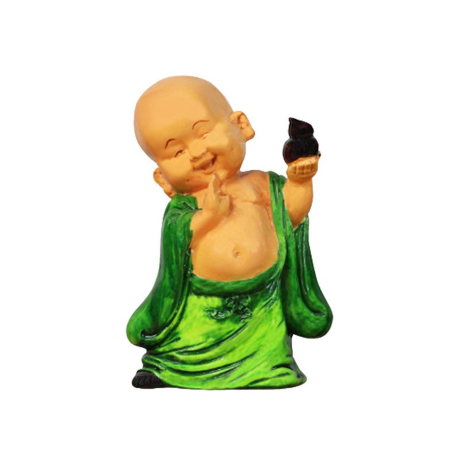 Garden Decor Wonderland Garden Statues | Standing Monk Statue For Home And Balcony Decoration (Green)