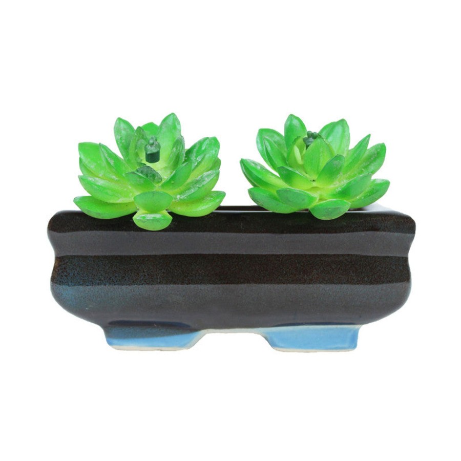 Garden Planters Wonderland | Ceramic Small Bonsai Tray For Home Decoration (Blue)