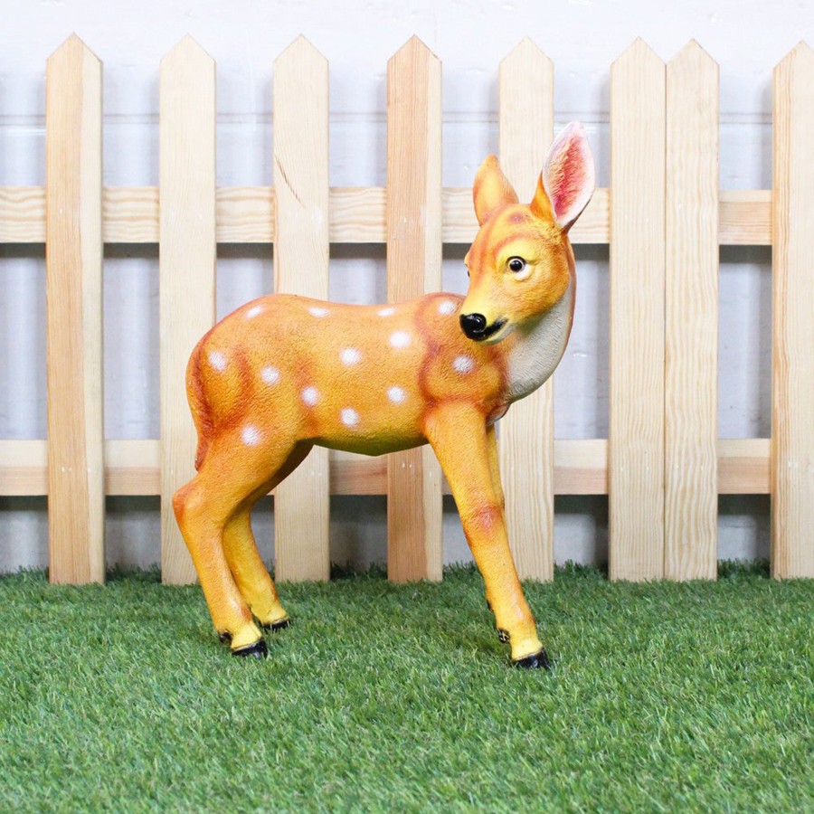 Garden Decor Wonderland Garden Statues | Standing Baby Deer Statue For Garden Decoration (Brown)