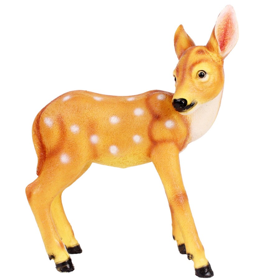 Garden Decor Wonderland Garden Statues | Standing Baby Deer Statue For Garden Decoration (Brown)