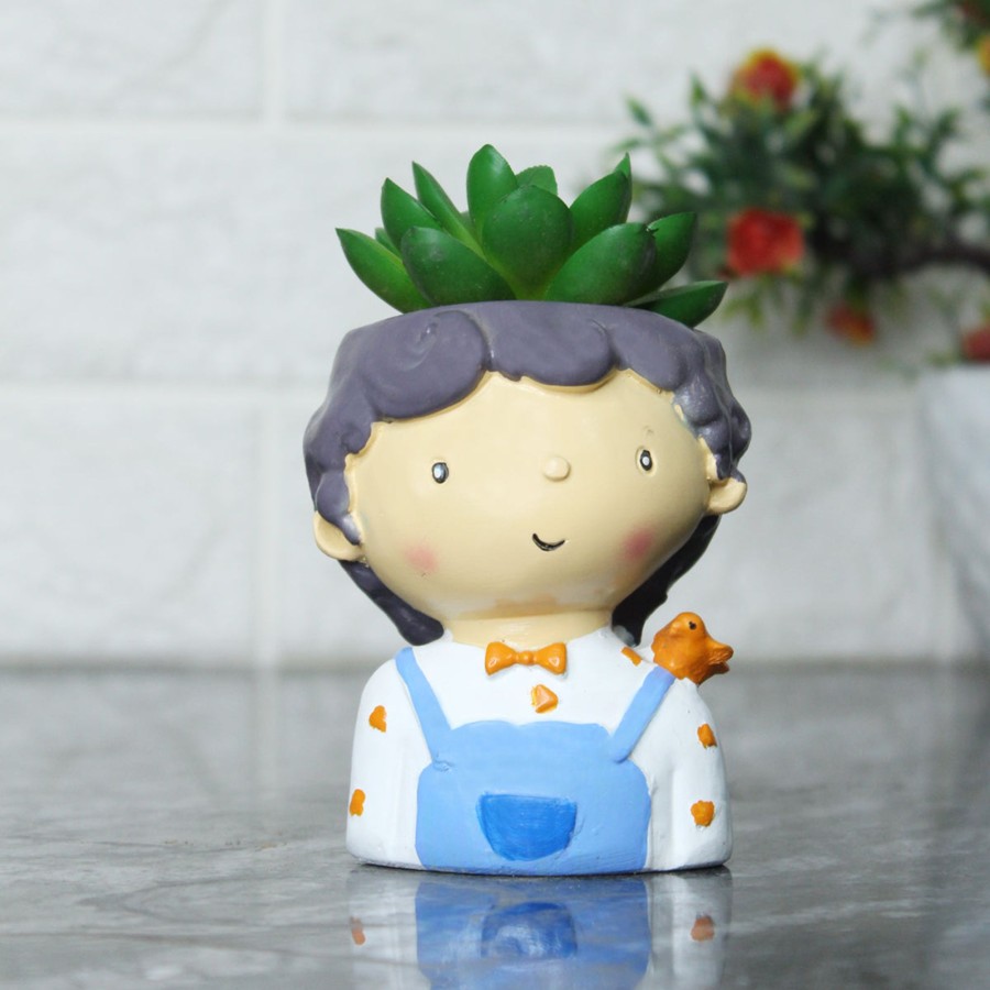 Garden Planters Wonderland | Boy With Bird Succulent Pot For Home Decoration