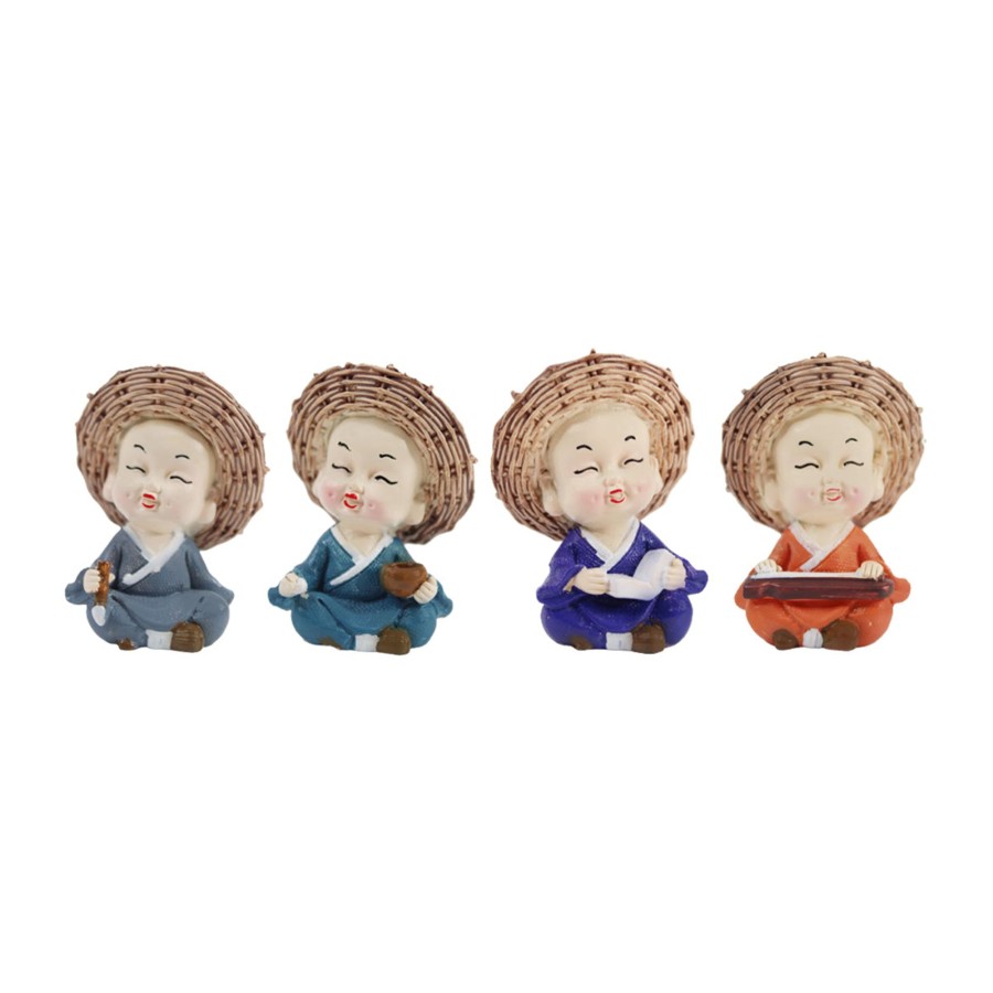 Miniature Fairy Garden Wonderland | Wonderland ( Set Of 4) 2.3 Inch Height Four Sitting Musician Monk