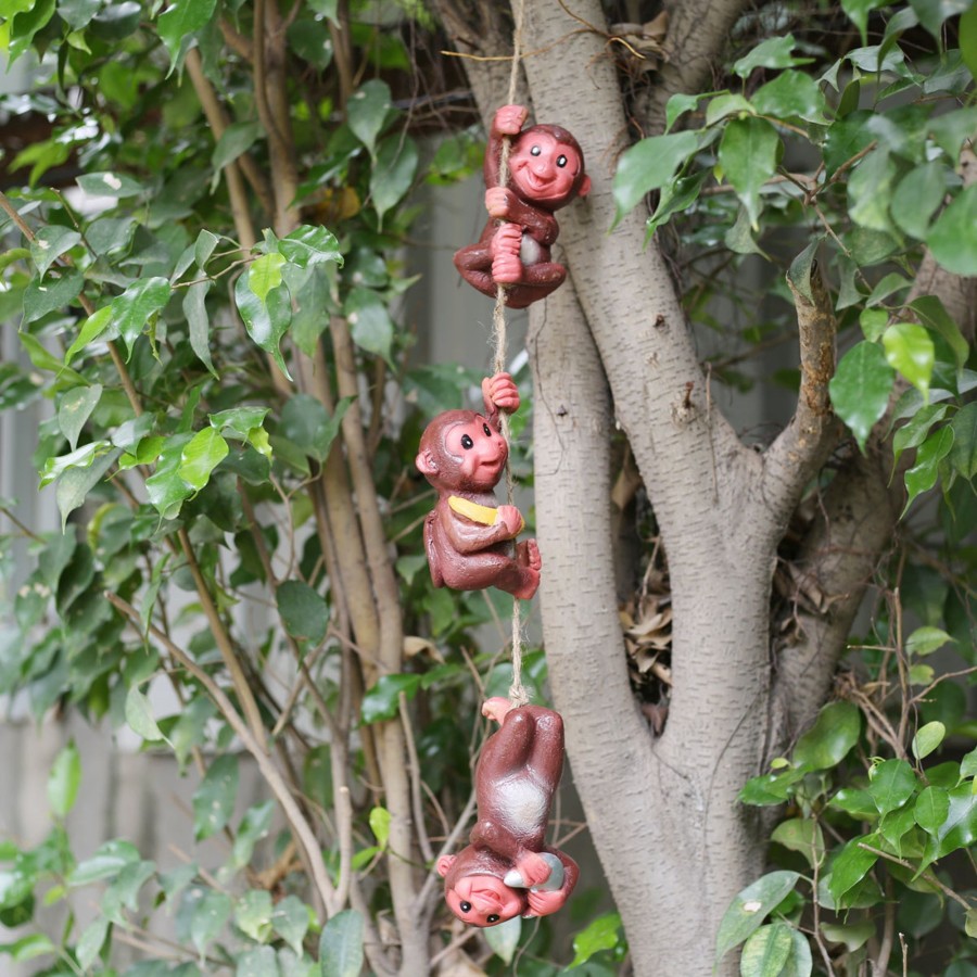 Garden Decor Wonderland Garden Arts and Craft Garden Statues | New Hanging Playful Monkeys On String