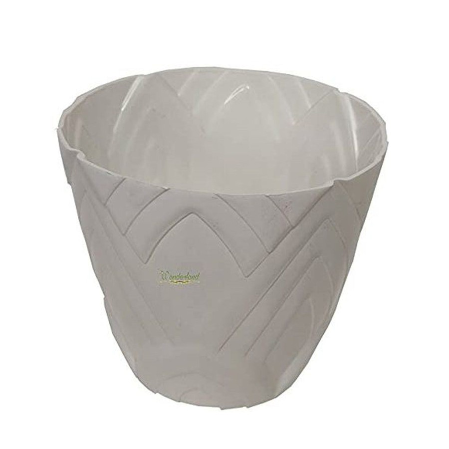 Garden Planters Wonderland | Set Of 4 : White Lotus 8 Inches Pp/ Pvc / High Quality Plastic Planter