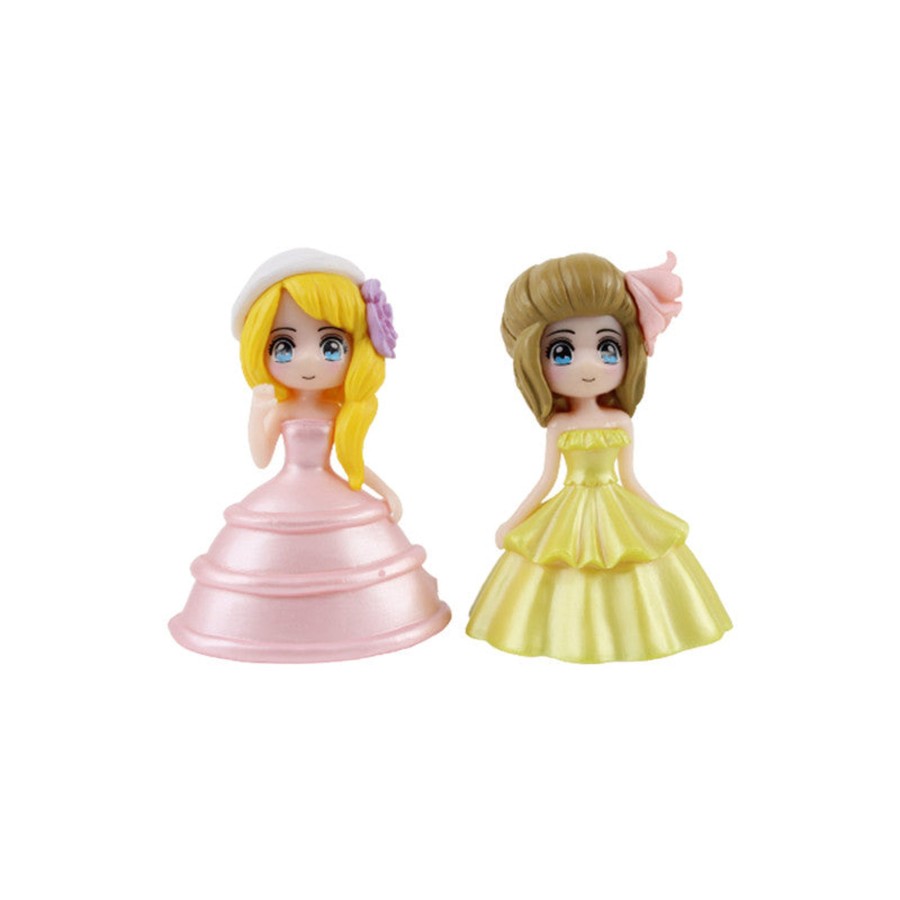 Miniature Fairy Garden Wonderland | Wonderland Miniature Toys Dressed Girls - Pink + Yellow