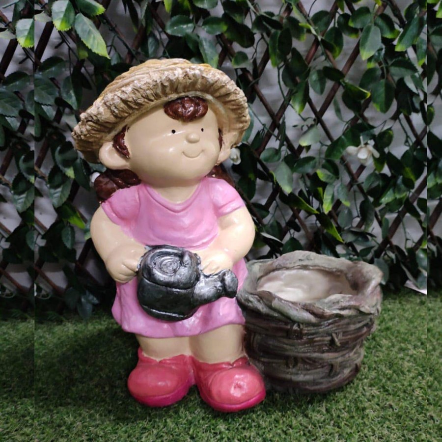 Garden Planters Wonderland | Farm Girl With Watercan Planter For Graden Decoration