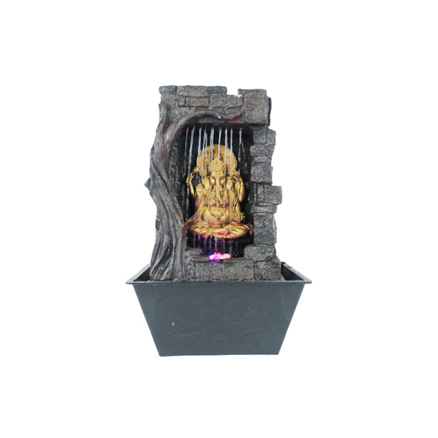 Home Decor Wonderland Fountains | Table Top Ganesh Fountain For Home Decoration (Brown)