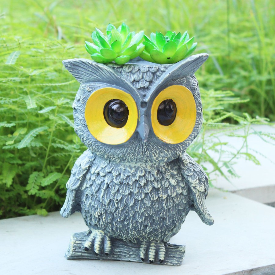 Garden Planters Wonderland | Owl Pot Planter For Home, Balcony And Garden Decoration (Grey)