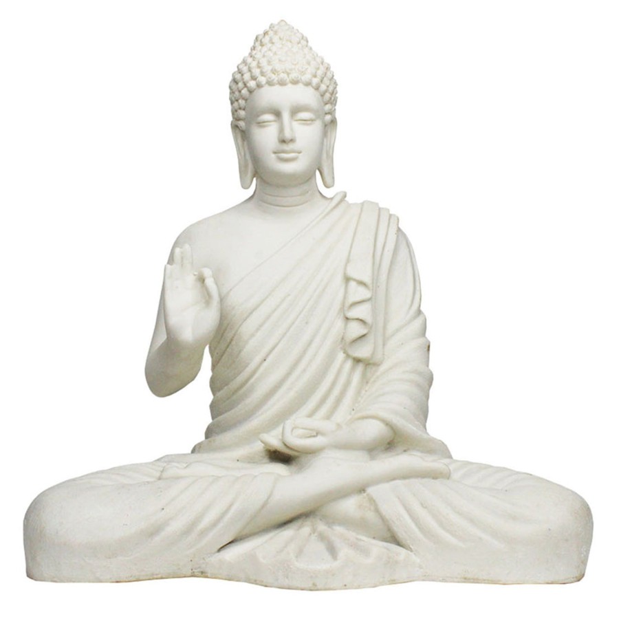 Garden Decor Wonderland Garden Statues | 14 Inch Buddha Statue For Home And Garden Decoration (White)