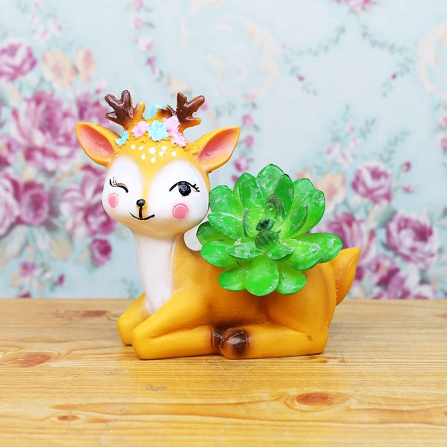 Garden Planters Wonderland | Winking Deer Succulent Pot For Home And Balcony Decoration