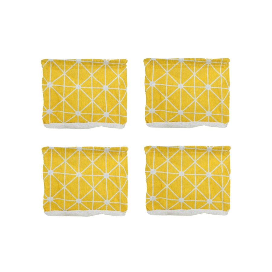 Kids Wonderland | (Set Of 4) Foldable Cloth Storage Box (Yellow)