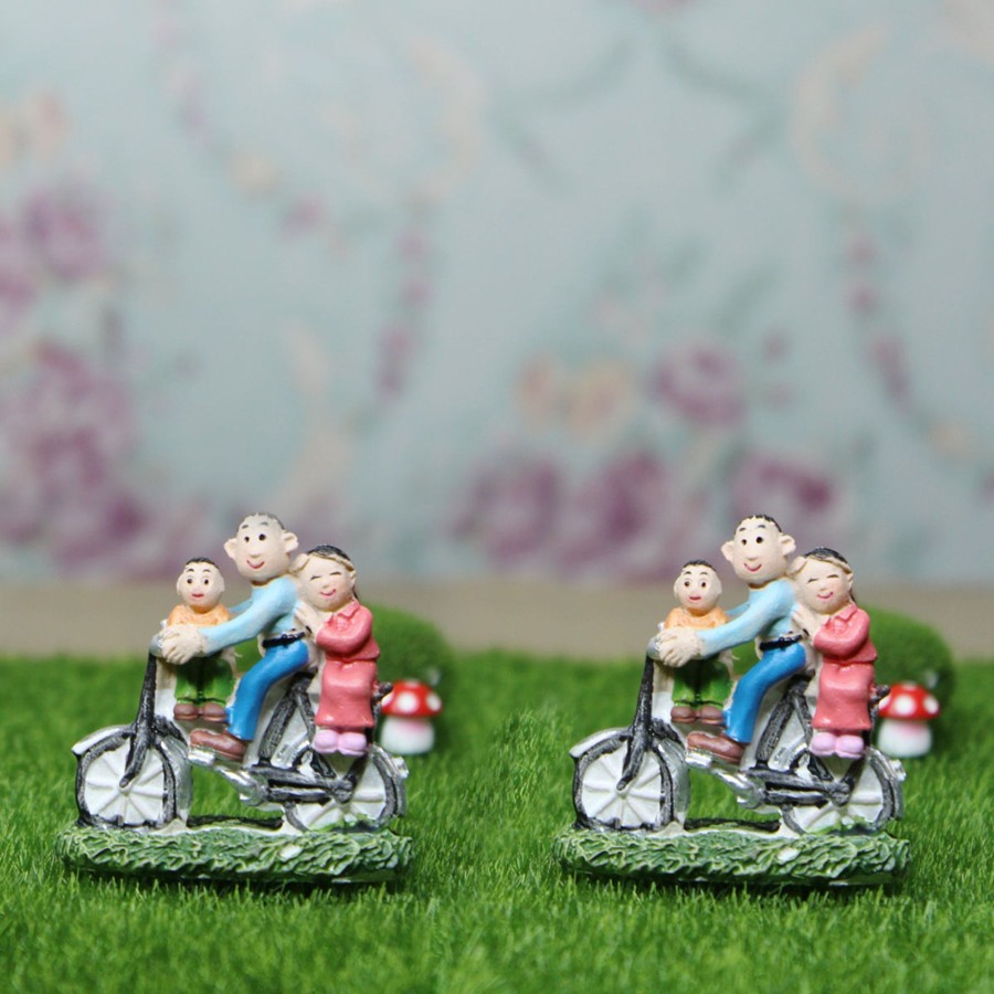 Miniature Fairy Garden Wonderland | Miniature Toys : (Set Of 2) Family On Bike