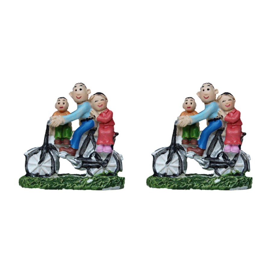 Miniature Fairy Garden Wonderland | Miniature Toys : (Set Of 2) Family On Bike