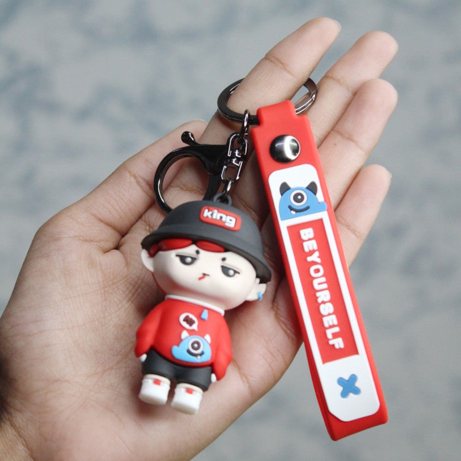 Gifts Wonderland | Wonderland Be Yourself Keychain In Red 2-In-1 Cartoon Style Keychain And Bag Charms Fun And Functional Accessories For Bags And Keys