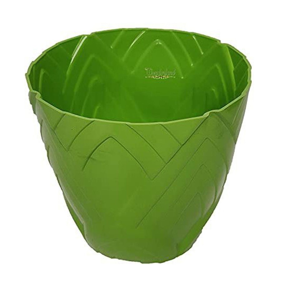 Garden Planters Wonderland | Set Of 6 : Green Lotus 8 Inches Pp/ Pvc / High Quality Plastic Planter