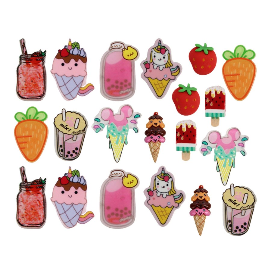 Gifts Wonderland | Wonderland Food Combo 2 (Set Of 20) (Carrot And Ice Cream)| Easy-To-Apply Diy 3D Stickers