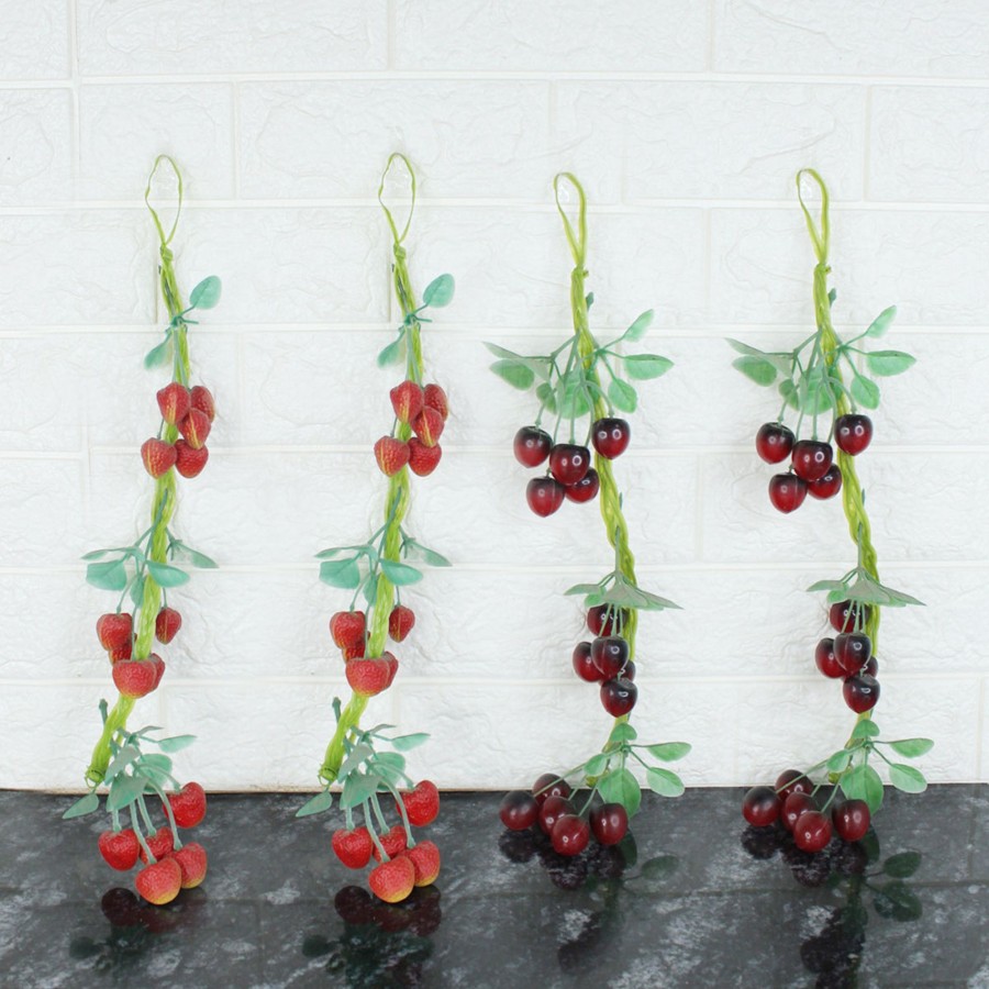 Artificial Turf Plants Wonderland | (Set Of 2) Cherry And Strawberry Artificial Fruit String