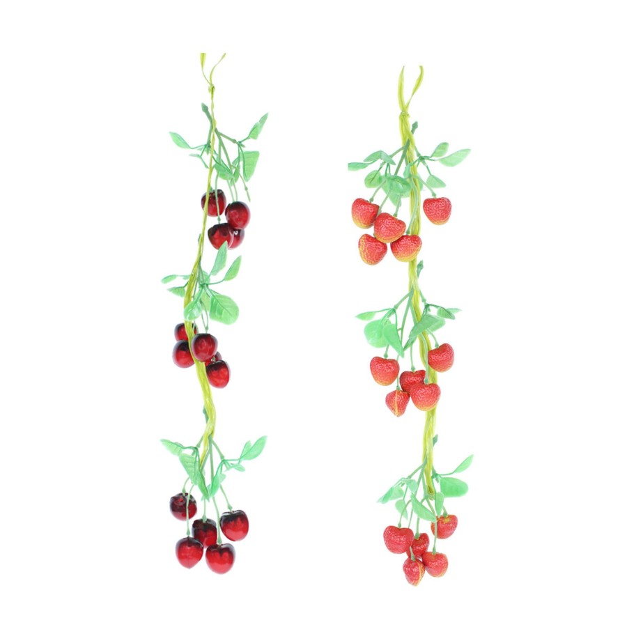 Artificial Turf Plants Wonderland | (Set Of 2) Cherry And Strawberry Artificial Fruit String