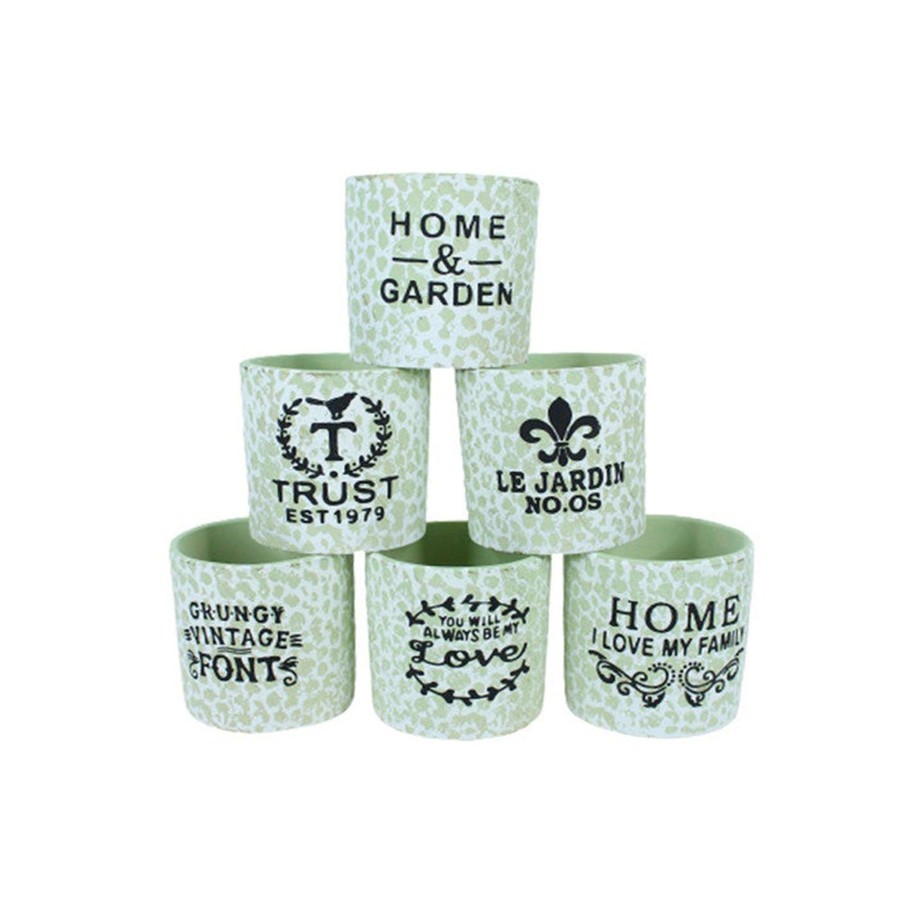 Garden Planters Wonderland | (Set Of 6) Imported Printed Big Pot For Home Decoration (Green)