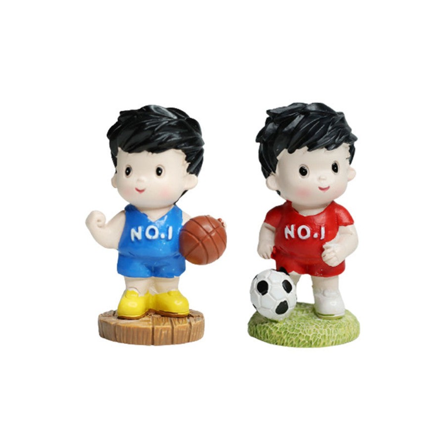 Miniature Fairy Garden Wonderland | Wonderland (Set Of 2 )Sport Boy (Basket Ball & Football) Miniature| Figurine Statue| Home Decor| Gift Articles | Gift Item