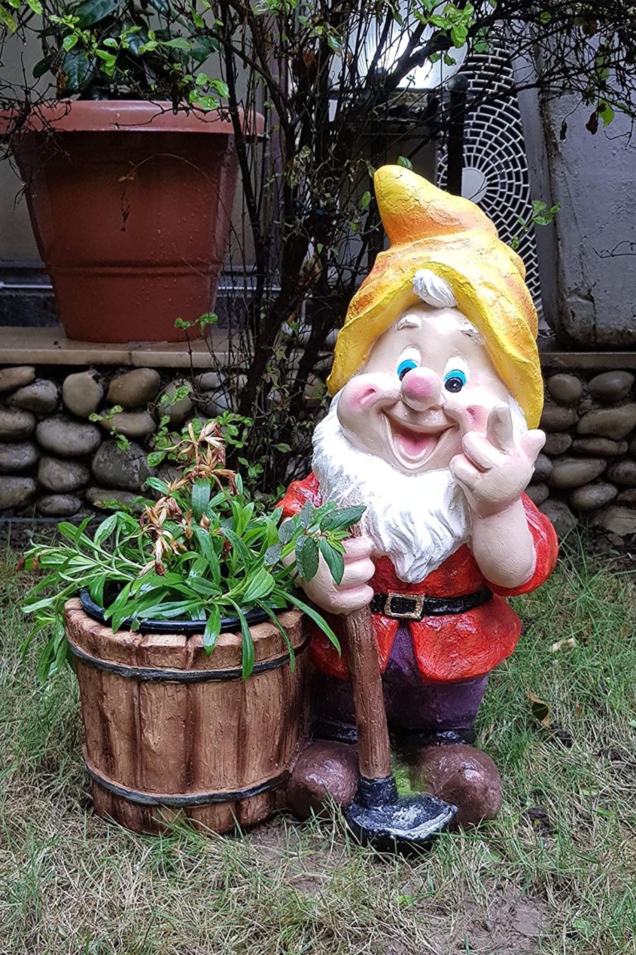 Garden Planters Wonderland Garden Arts and Craft | Yellow Cap Gnome Planter For Garden Decor