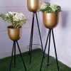 Garden Planters Wonderland Garden Arts and Craft | Metal Planter With Stand (Set Of3)