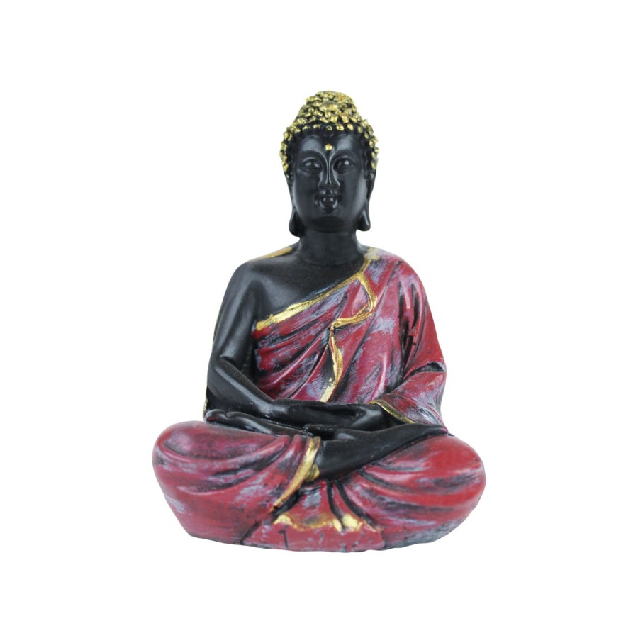 Miniature Fairy Garden Wonderland | (5 Inch) Small Buddha Statue (Maroon)