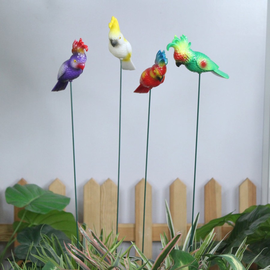 Garden Decor Wonderland Garden Stickes | (Set Of 4) Cockatoo Birds Stake/Stick For Garden Decoration