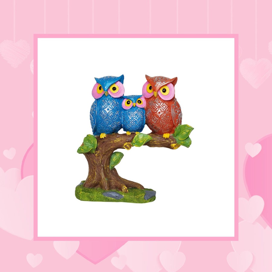 Home Decor Wonderland Table Top Decor | Three Owls On Branch For Home Decoration