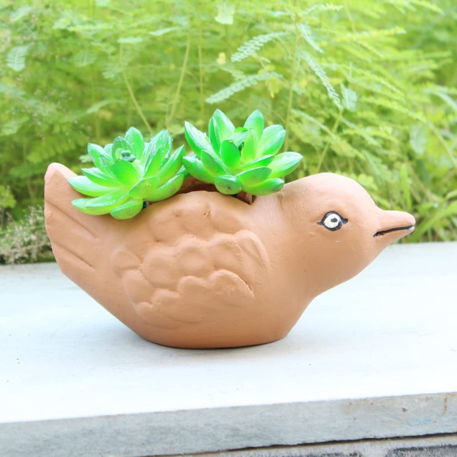 Garden Planters Wonderland | Terracotta Bird Pot For Small Plants & Succulents