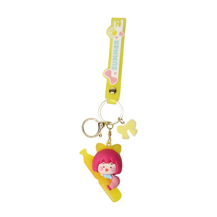 Gifts Wonderland | Wonderland Summer Keychain In Yellow 2-In-1 Cartoon Style Keychain And Bag Charms Fun And Functional Accessories For Bags And Keys