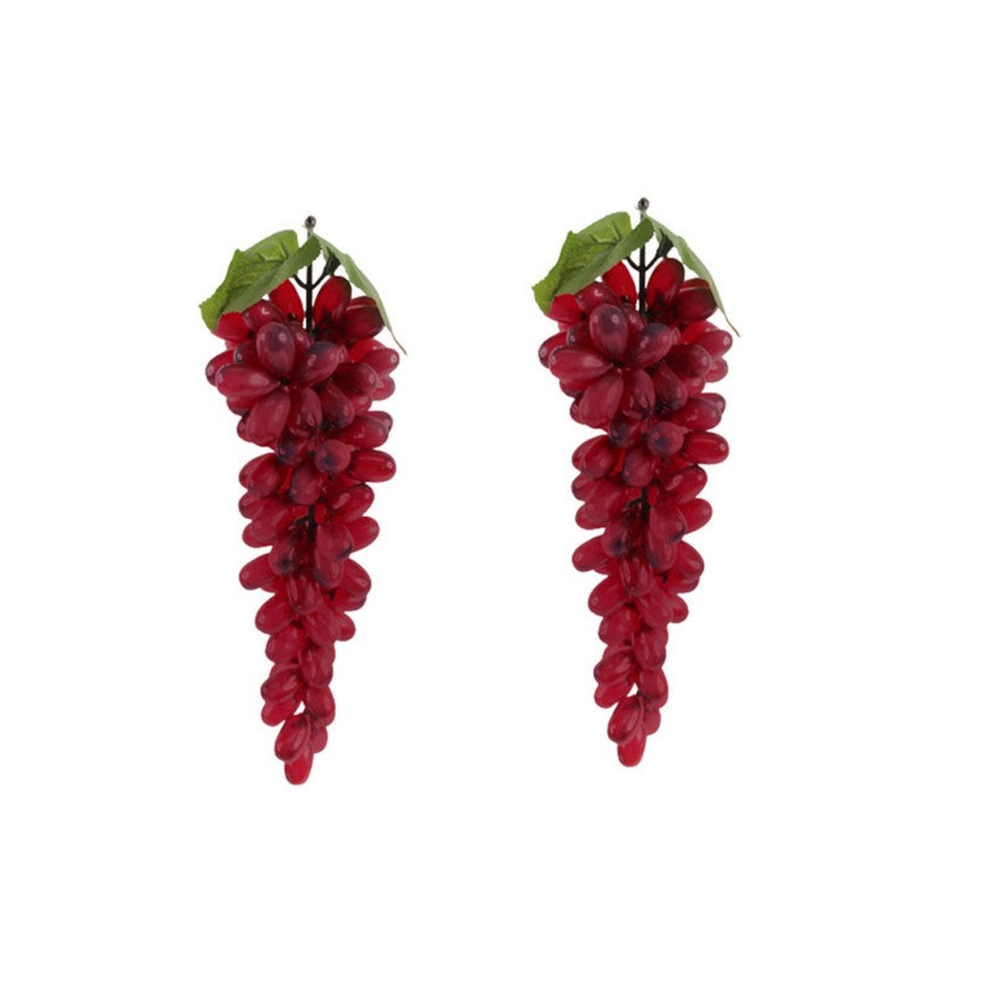 Artificial Turf Plants Wonderland | Wonderland Imported Real Looking Artifical Red Grapes (Set Of 2)