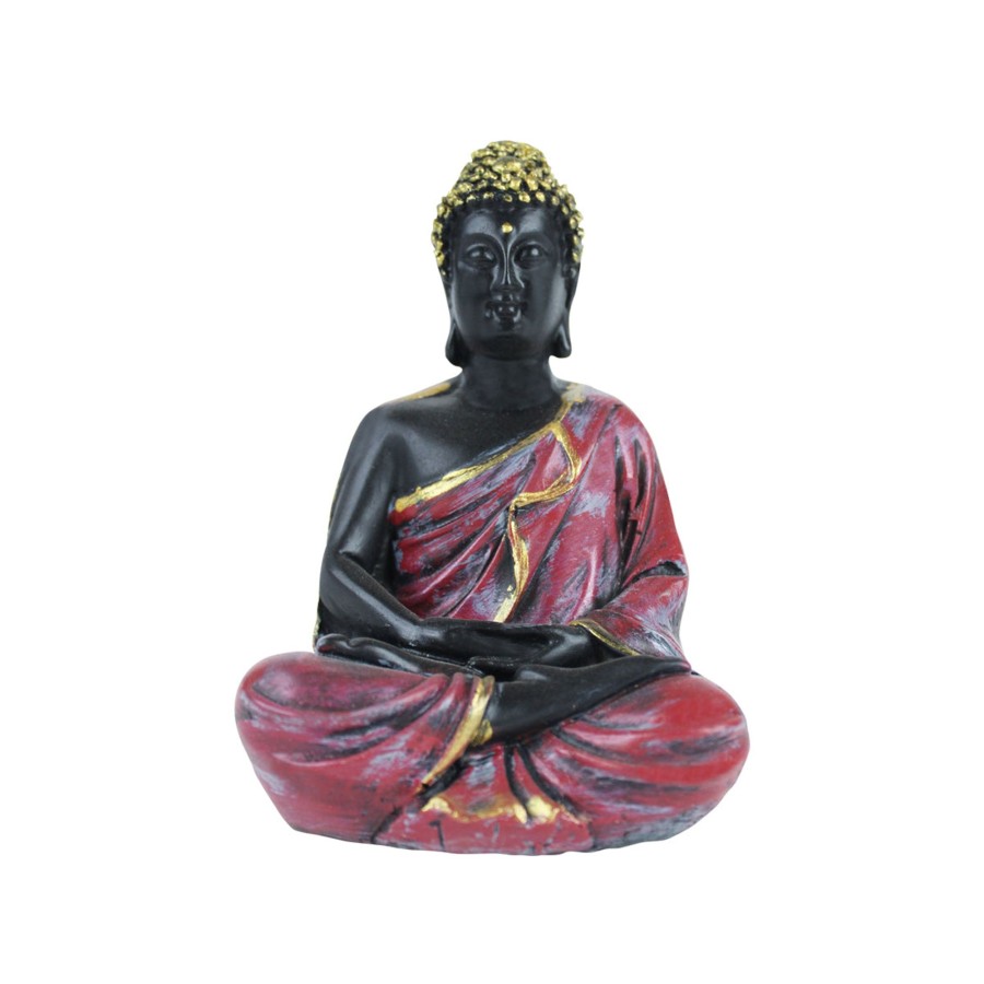 Garden Decor Wonderland Buddha And Monk Statue | (5 Inch) Small Buddha Statue (Maroon)